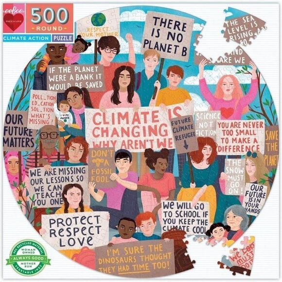 EeBoo Climate Action 500 Piece Round Puzzle for Adults - Picture 1 of 7